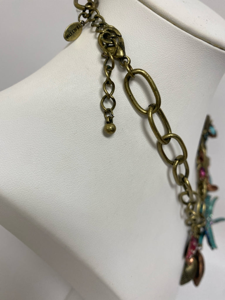 Gold Color Multi Color Shells Necklace