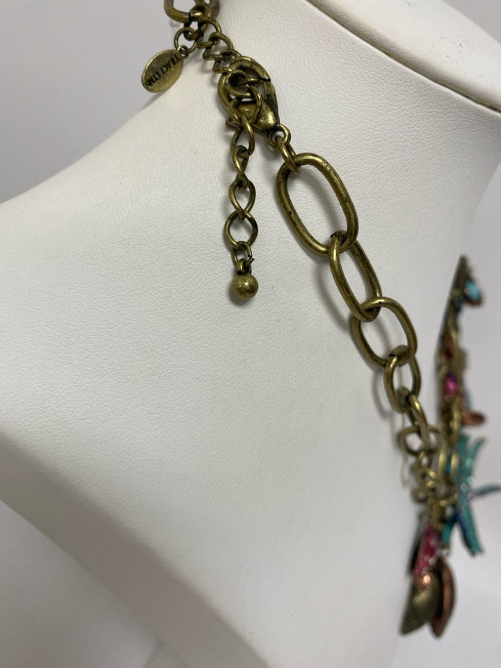 Gold Color Multi Color Shells Necklace