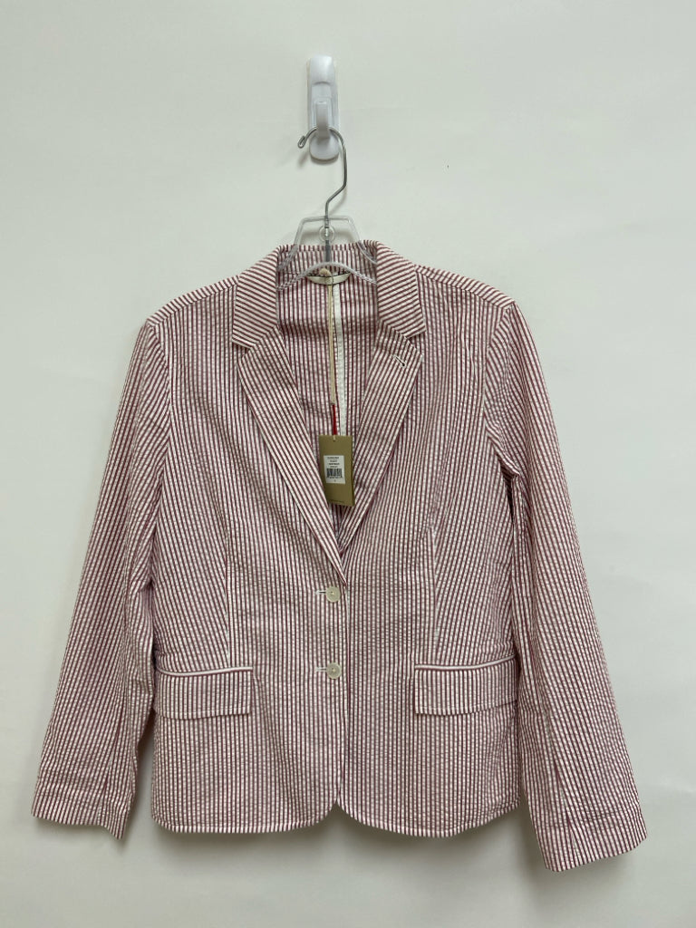 NWT Size 6 White/Red Striped Seersucker Ladies Jacket