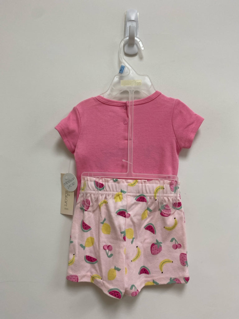 NWT SIZE 3-6M Pink Red/Green Fruit Embroidered Girl&