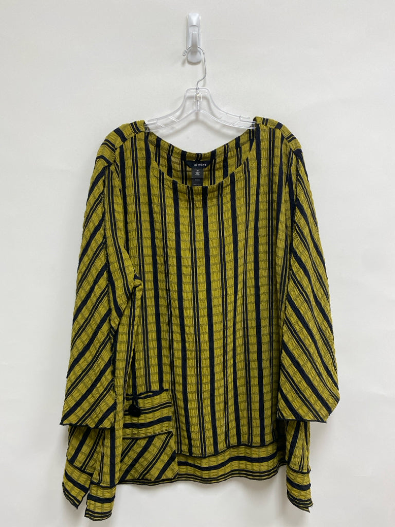 Ali Miles  SIZE  2X Green Black Striped Plus Size Top