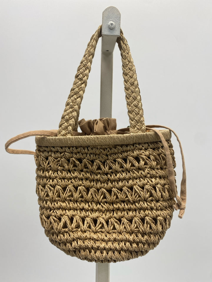 Cappelli Natural Blue Woven Straw Handbag
