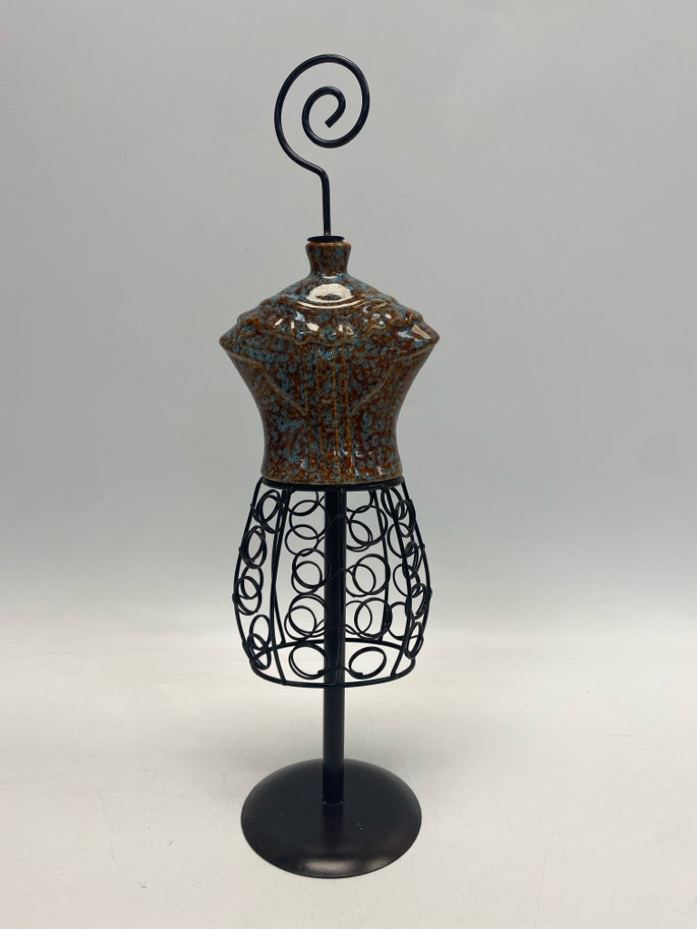 Black Blue/Brown Swirl Metal/Ceramic Figurine