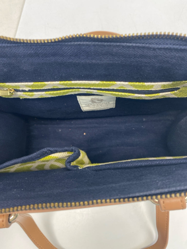 Spartina Lime Green Cream/Brown Print Handbag