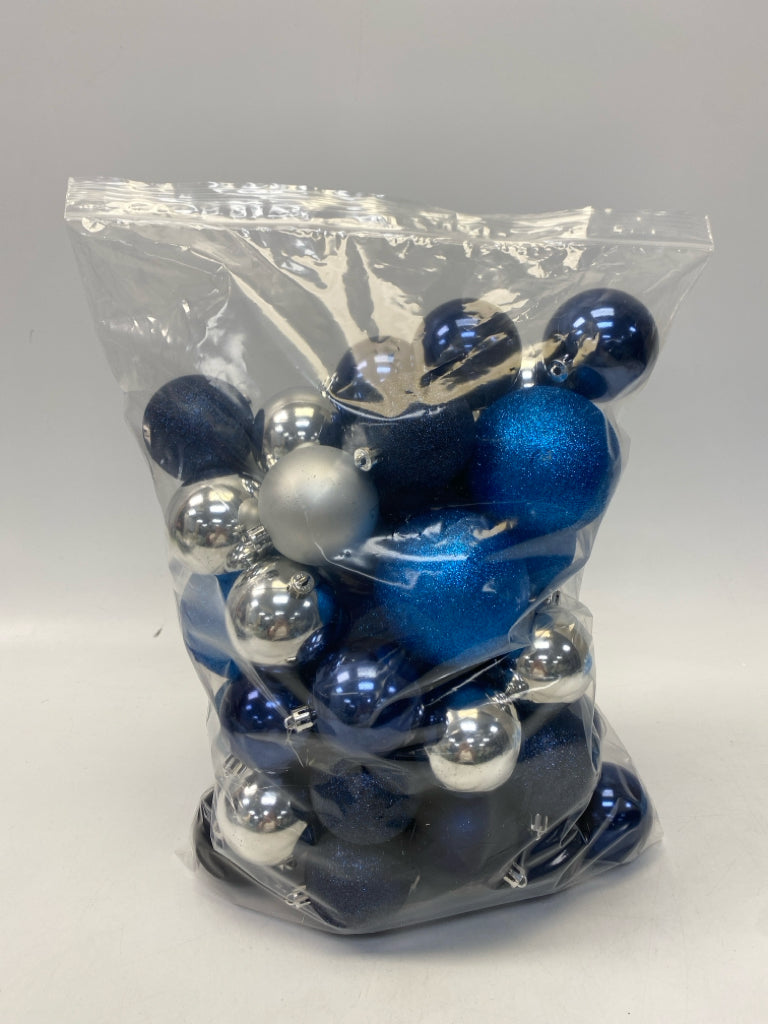Blue White/Silver Shiny Ornaments