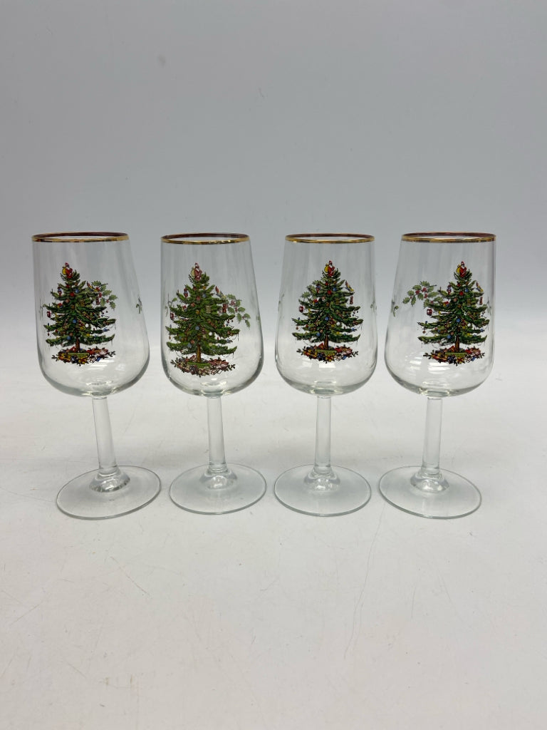 Spode Clear Green Trees Glass Christmas