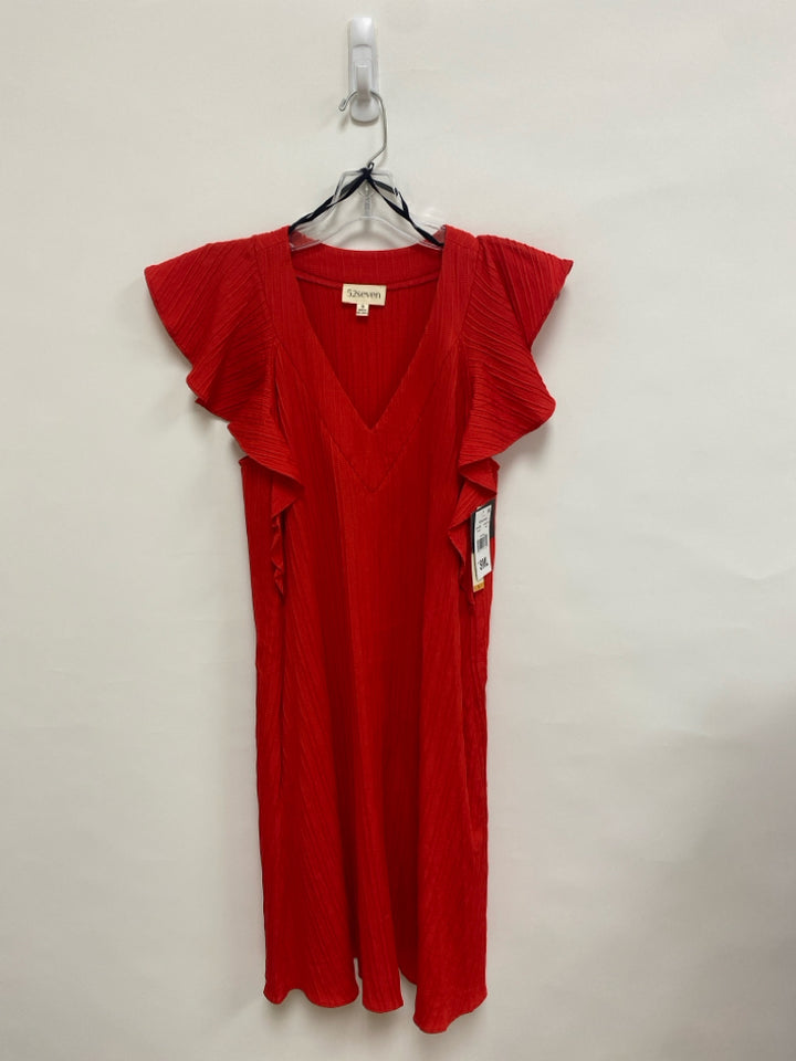 NWT Size S Red Texture V Neck Ladies Dress