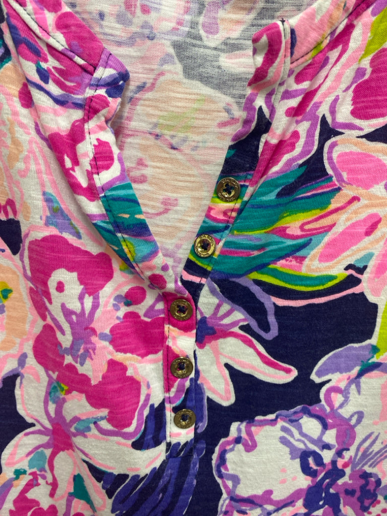 LILLY PULITZER Size M White/Pink Navy/Multi Floral Sleeveless Ladies Dress