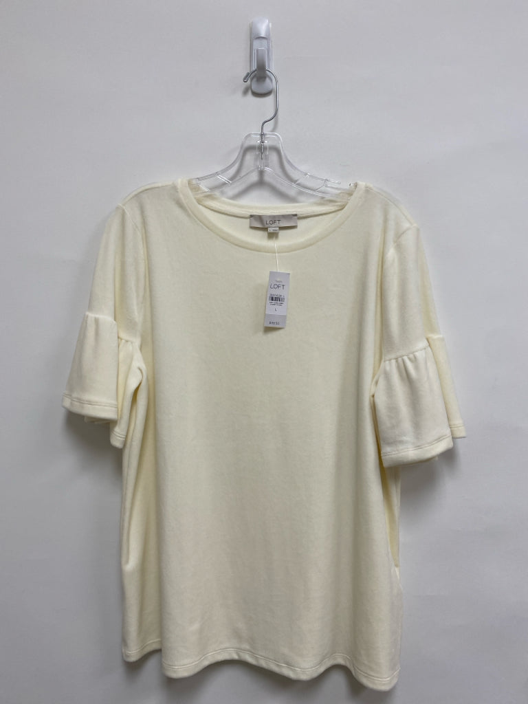 NWT LOFT Size L White Velour Ladies Top