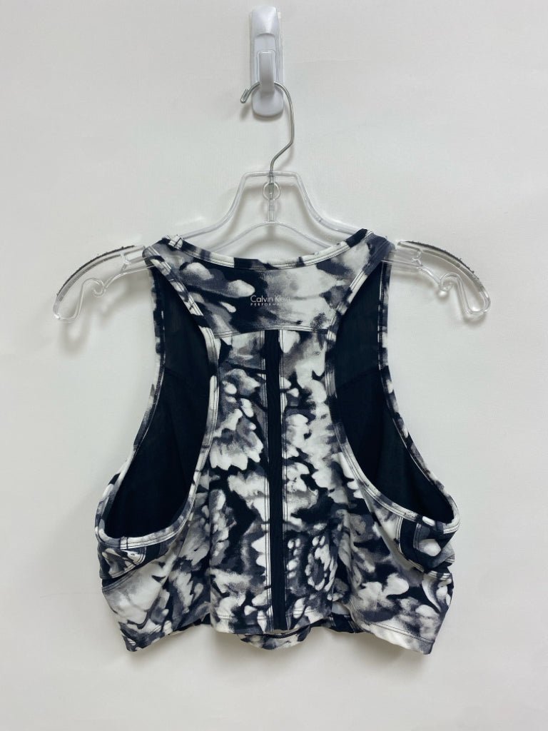 Calvin Klein Size XL Black White Flowers Athletic  Bra