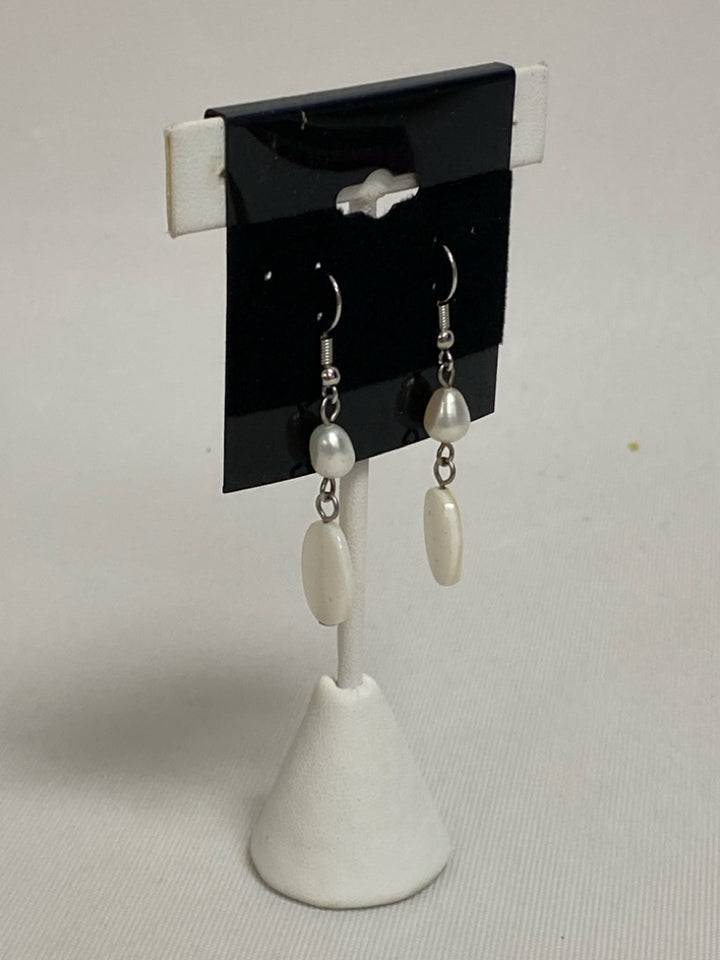 Cream Pearl Disc Earrings