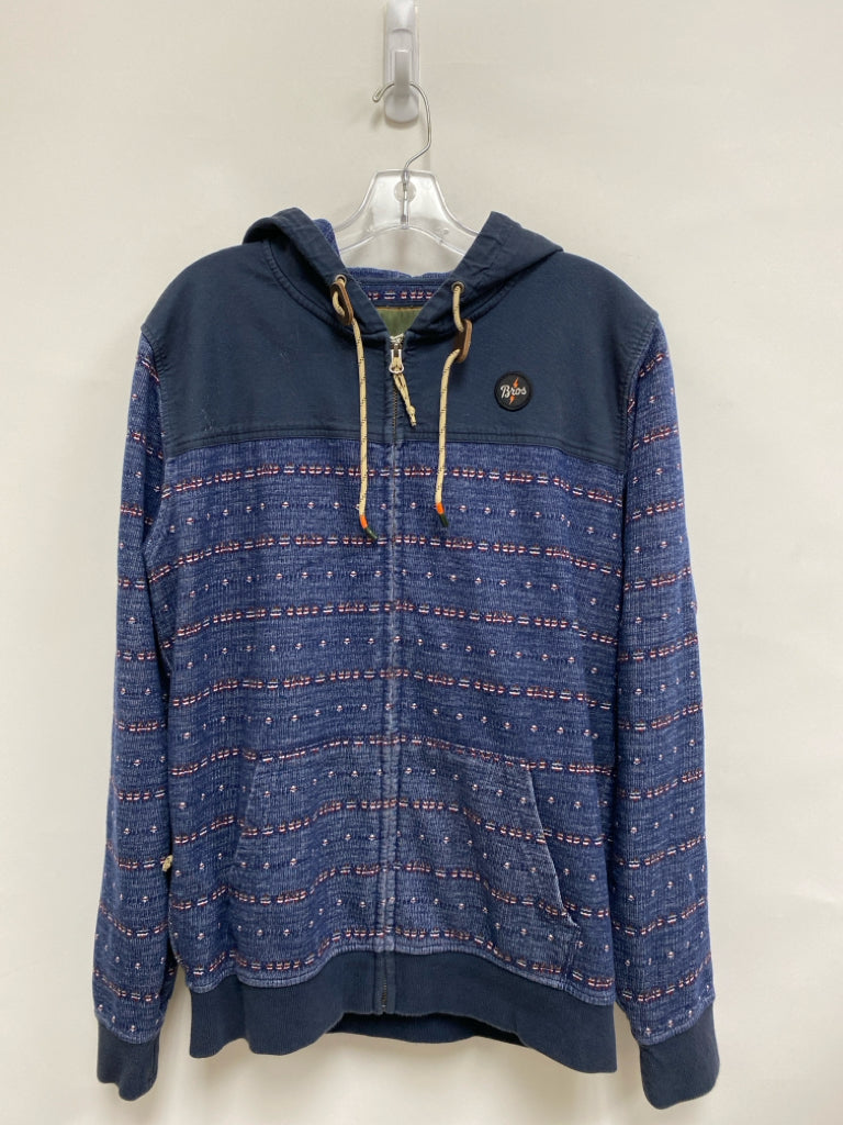 Howler Bros Size M Navy Burgundy/White Striped Zip Down Hooded Men&