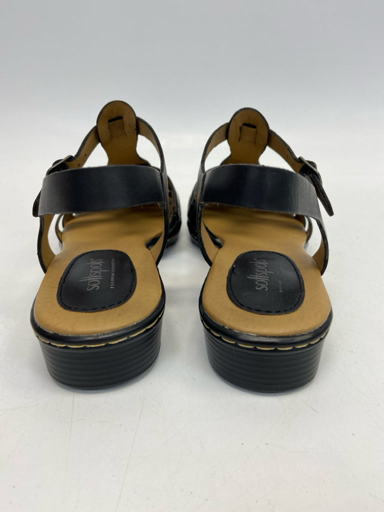 NWOT Softspots  Size 8.5 Black Woven Leather Sandals