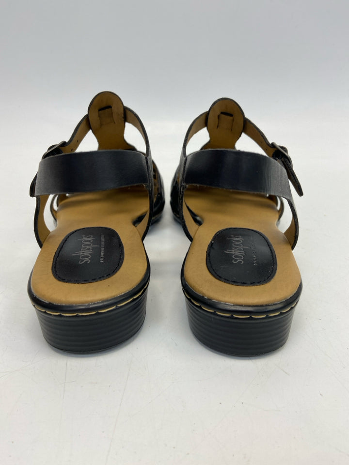 NWOT Softspots  Size 8.5 Black Woven Leather Sandals