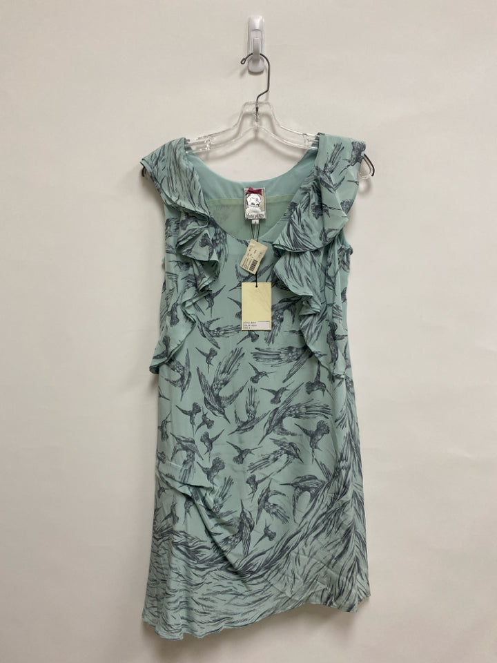 NWT Yoana Baraschi Size 6 Seafoam Charcoal Ruffles Sleeveless Silk Ladies Dress