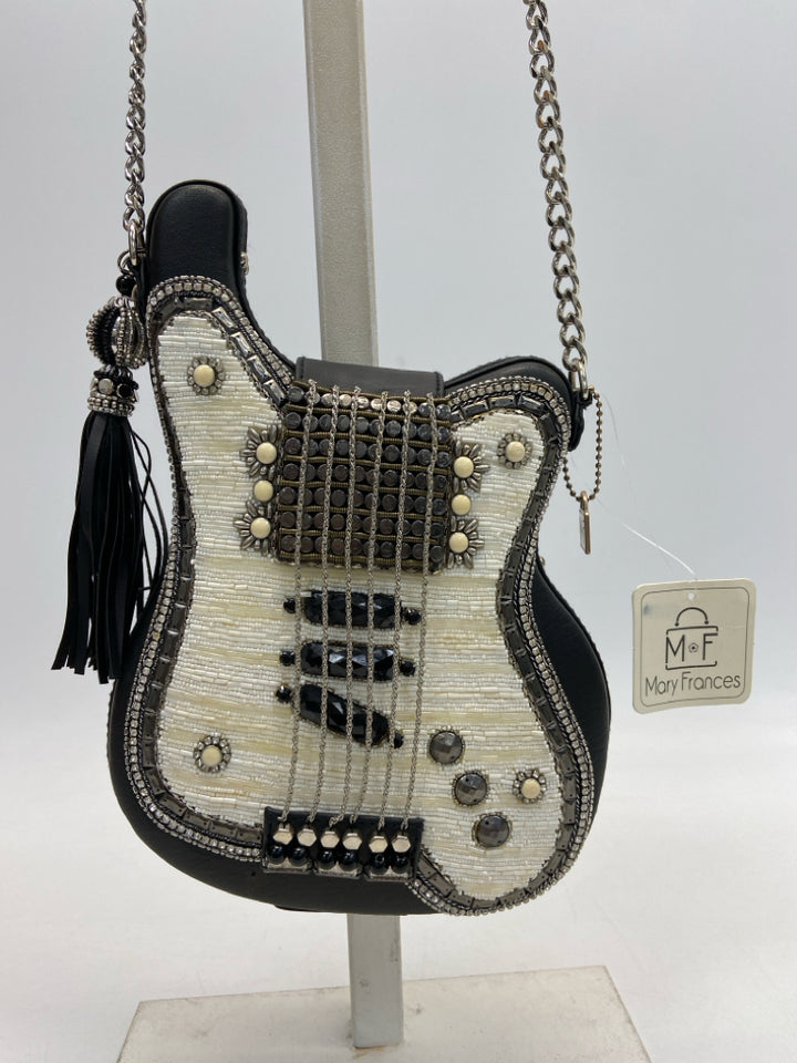 NWT Mary Frances Black Silver Beaded Handbag