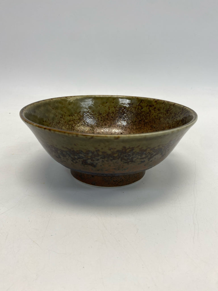 Green Black Speckles Ceramic Decorative Bowl