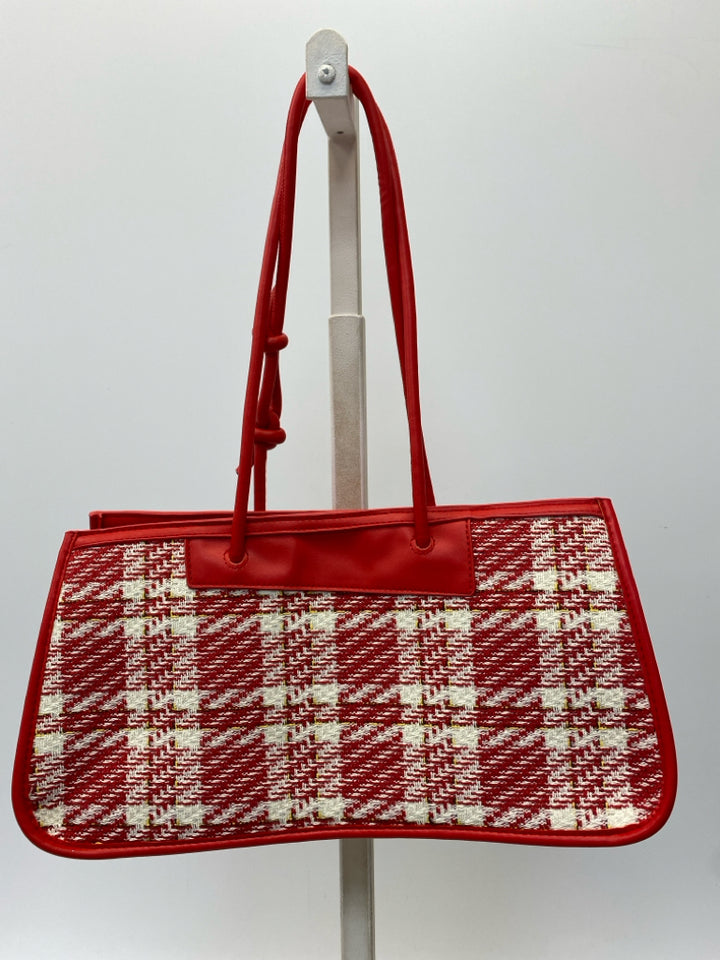 NWT Red White Plaid Handbag