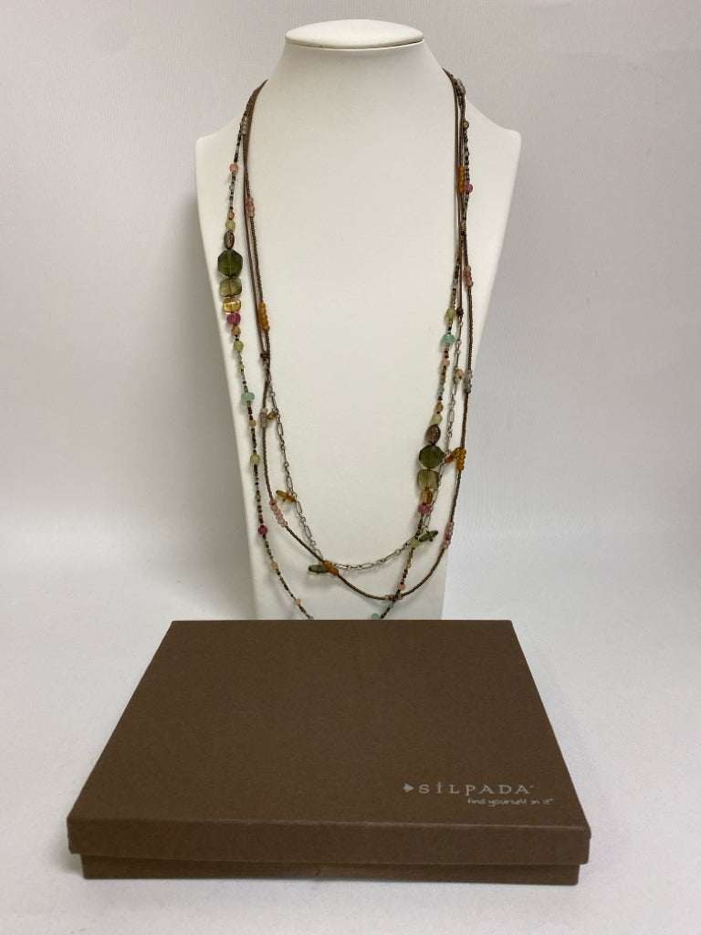 Multi Color Silver Beaded Necklace