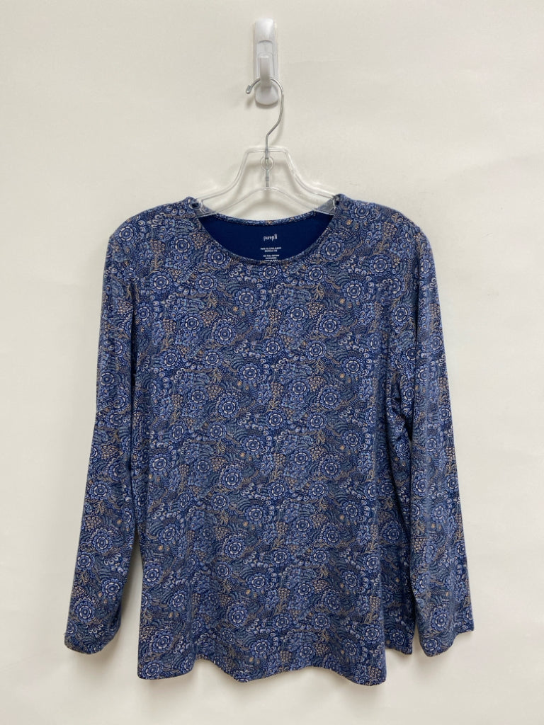 J Jill Size MP Blue Floral Petite Top