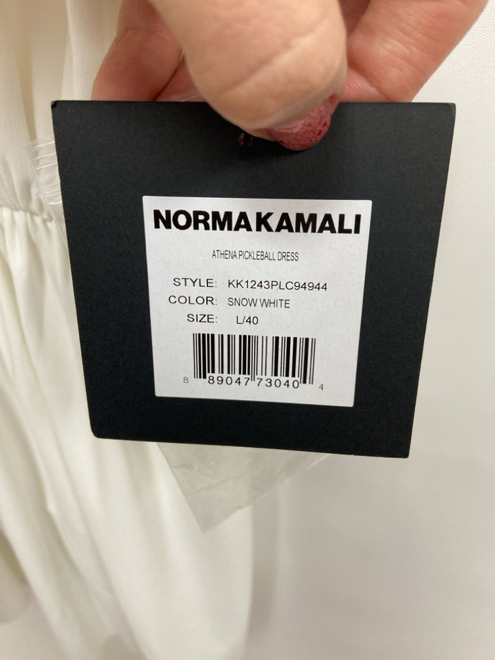 NWT Norma Kamali Size L White Ruched V Neck Athletic Dress