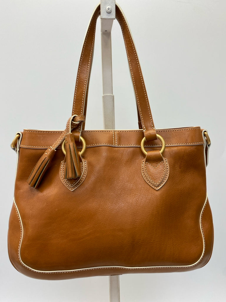 Dooney &amp; Bourke Brown Cream Trimmed Handbag