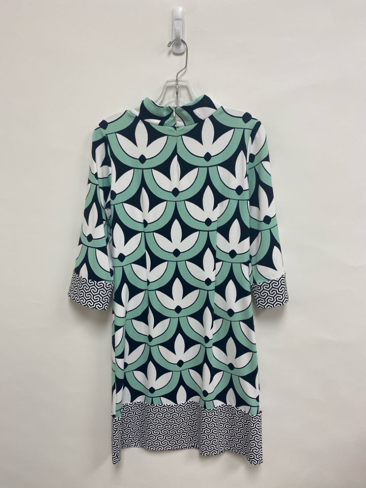 J McLaughlin Size S Seafoam White/Black Print Ladies Dress