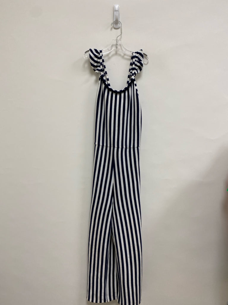 Mayoral SIZE 12 White/Navy Stripes Sleeveless Girl&