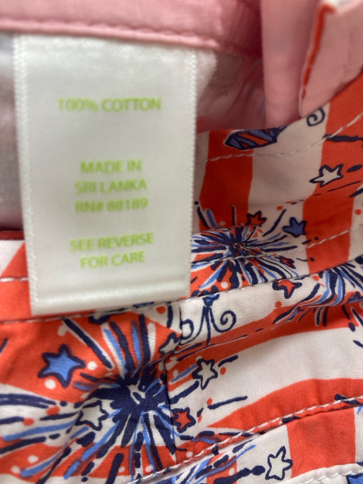 LILLY PULITZER Size 4 Coral White/Blue Fireworks Ladies Shorts