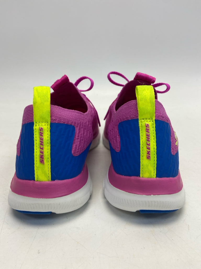 Skechers  Size 7 Hot Pink Yellow/blue Lace-up Fabric Sneakers