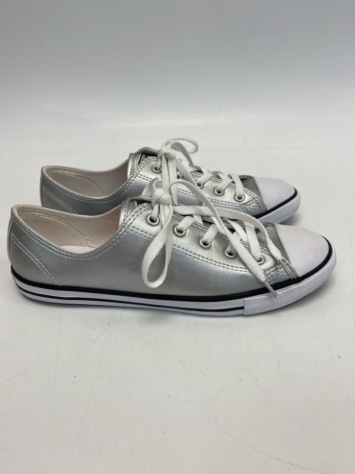 NWOT Converse  Size 8 Silver Lace-up Sneakers