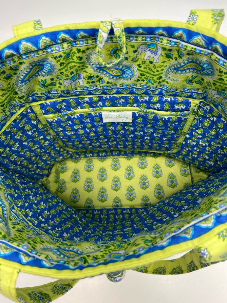 Vera Bradley Lime Green Blue Floral Fabric Handbag
