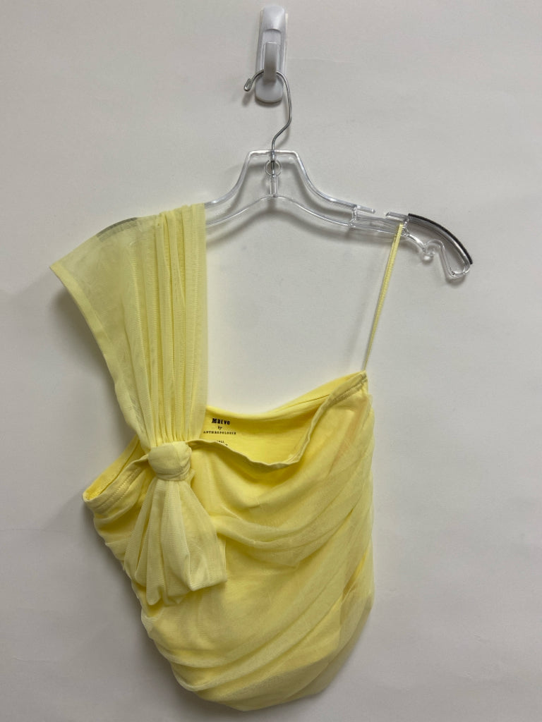 Maeve Size S Yellow Ruched Tulle Ladies Top