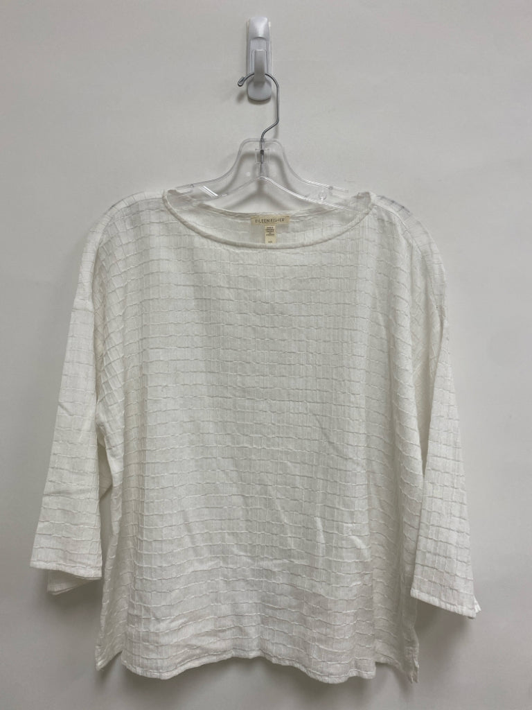 Eileen Fisher Size M White Texture Ladies Top