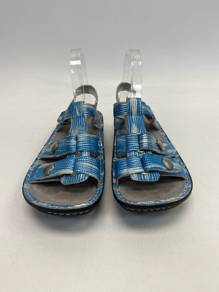 Alegria  Size 39 Blue Silver Metallic Sandals