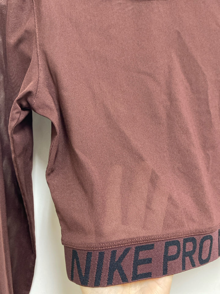 Nike Size S Brown Long Sleeve Sheer Athletic Top