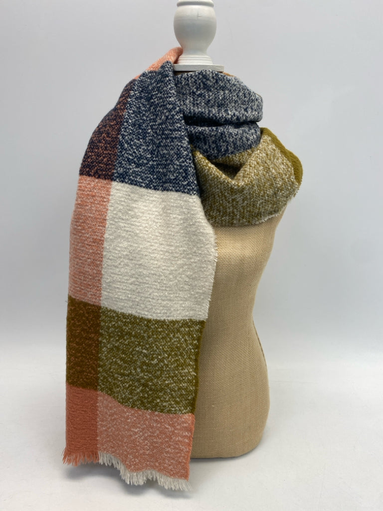 Anthropologie Navy Pink/Brown Plaid Winter Scarf