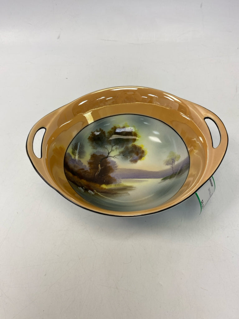 Peach Iridescent Trees Decorative Bowl