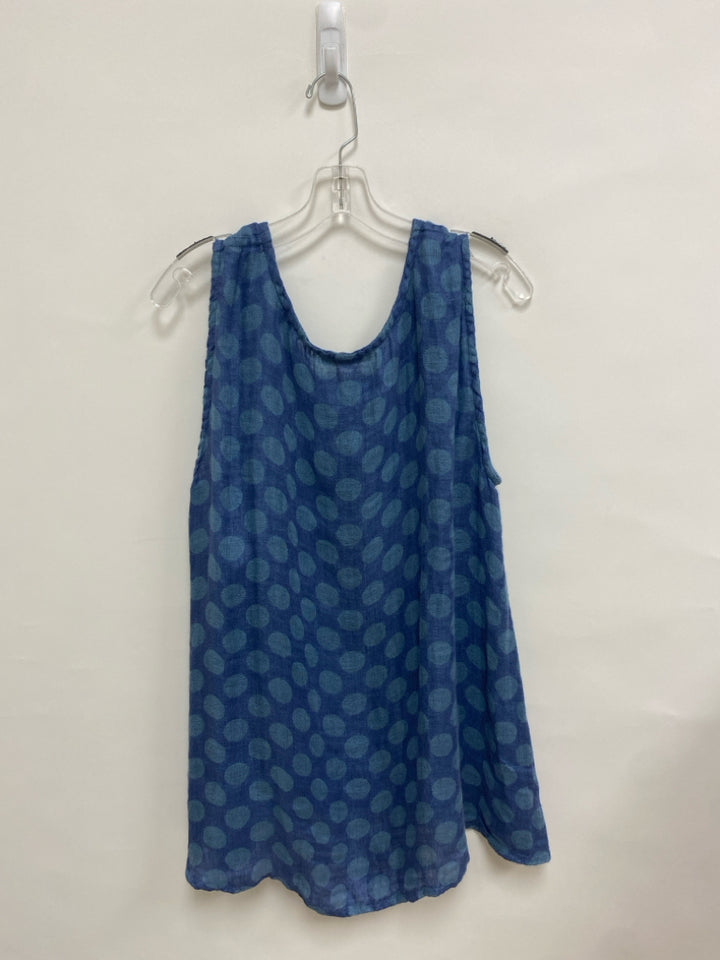 Flax Size L Blue Seafoam Polka Dot Sleeveless Ladies Top