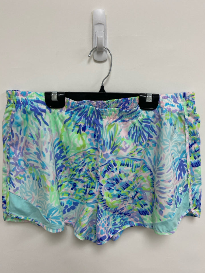 LILLY PULITZER Size L Aqua Green/White Ladies Shorts