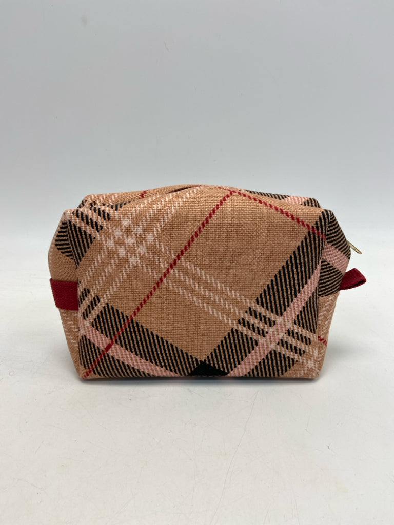 Spartina 449 Coral Black/Pink Plaid Make-up Bag