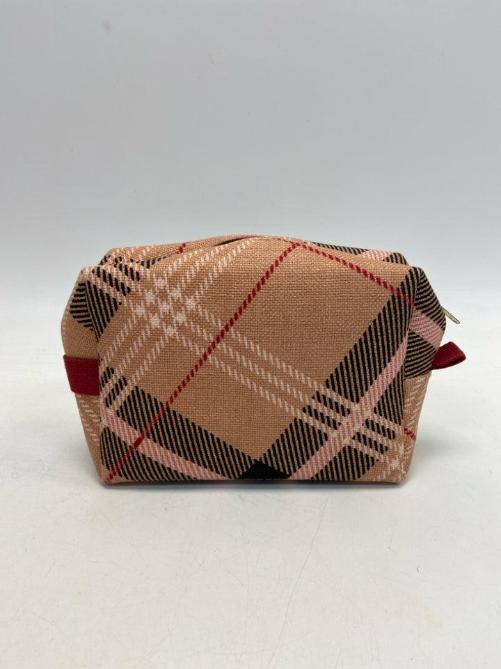 Spartina 449 Coral Black/Pink Plaid Make-up Bag