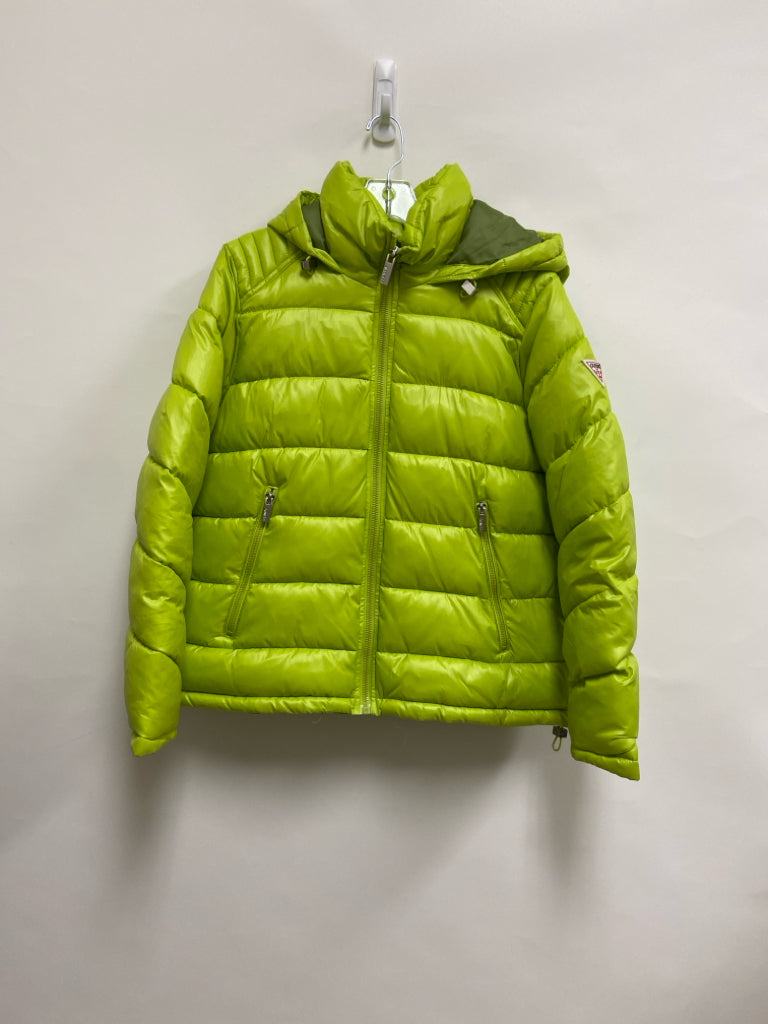 Guess Size L Neon Green Puffer Hooded Ladies Jacket