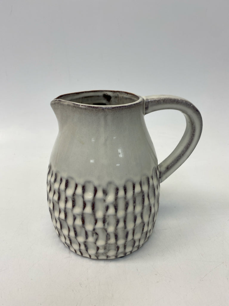 Cream/Brown Thumbprint Ceramic Pitcher