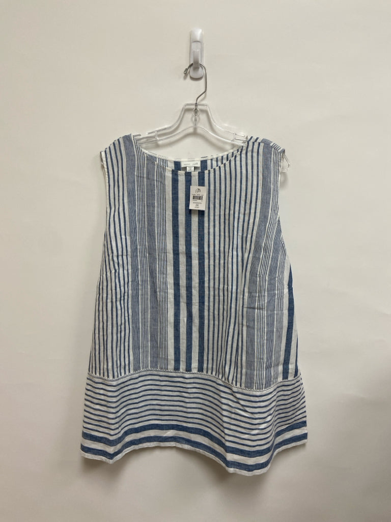 NWT J Jill  SIZE  3X White/Navy Stripes Sleeveless Linen Plus Size Top
