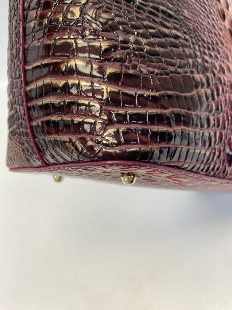 Brahmin Purple Coral Embossed Handbag