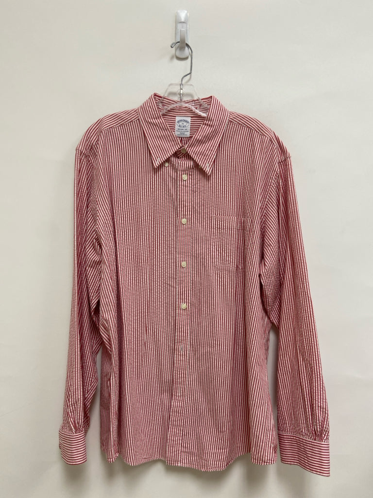 Brooks Brothers Size XL Red/White Stripes Seersucker Men&
