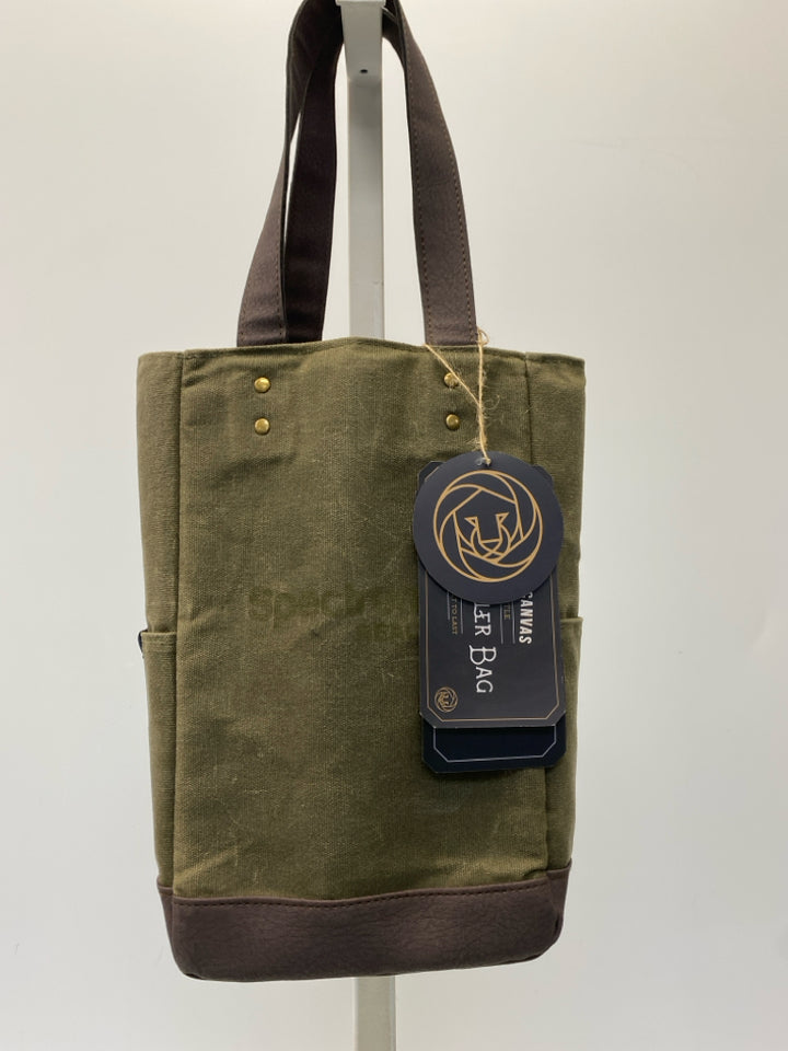 NWT Green Brown Canvas Barware