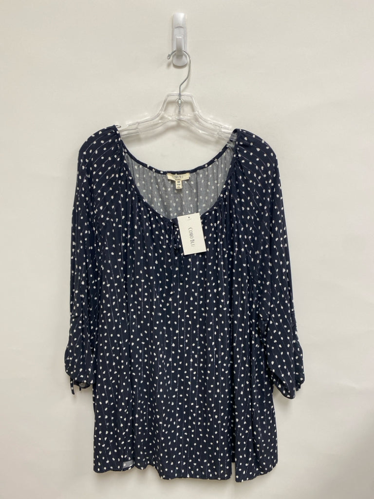 NWT Size 3X Navy White Dots Plus Size Top