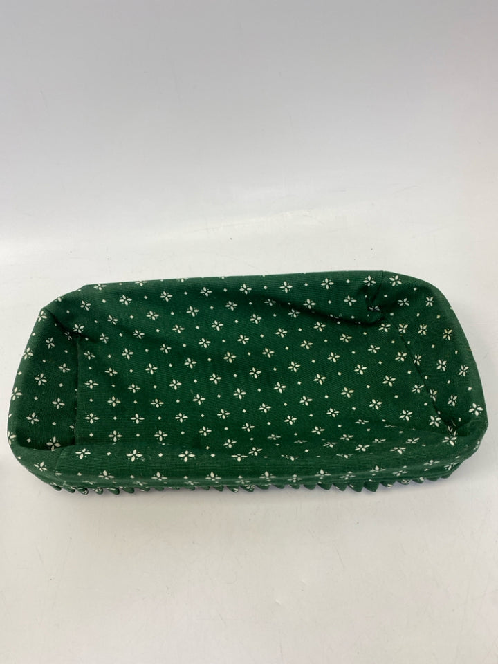 Longaberger Brown Green/White Woven Wood Basket